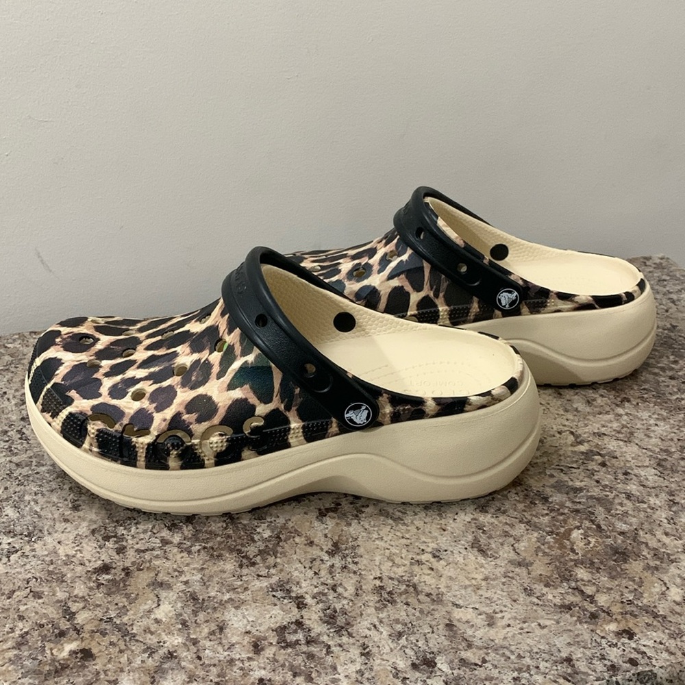 Cheetah Print Platform Crocs